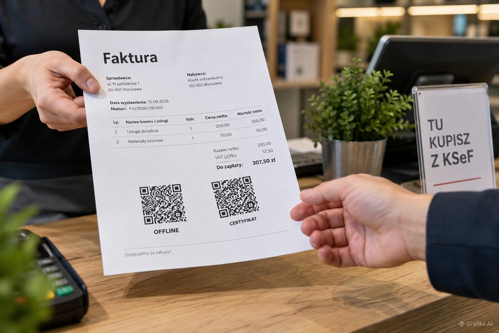 Faktura offline24 z dwoma kodami QR: OFFLINE i CERTYFIKAT
